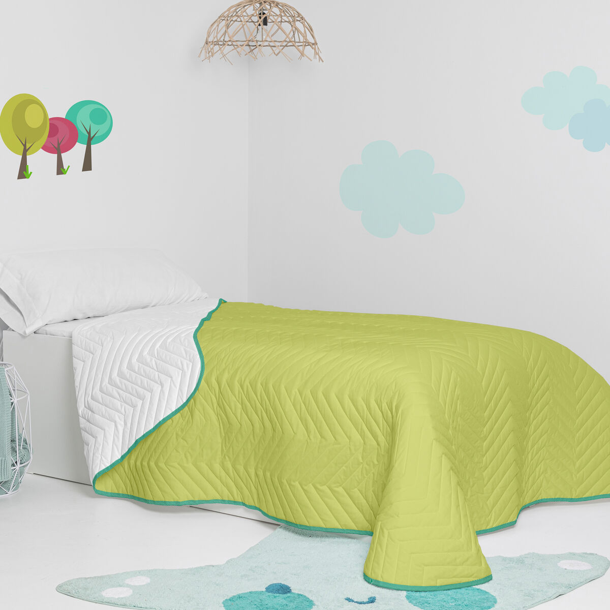 Voodikate HappyFriday Basic Kids Arista Roheline 180 x 260 cm